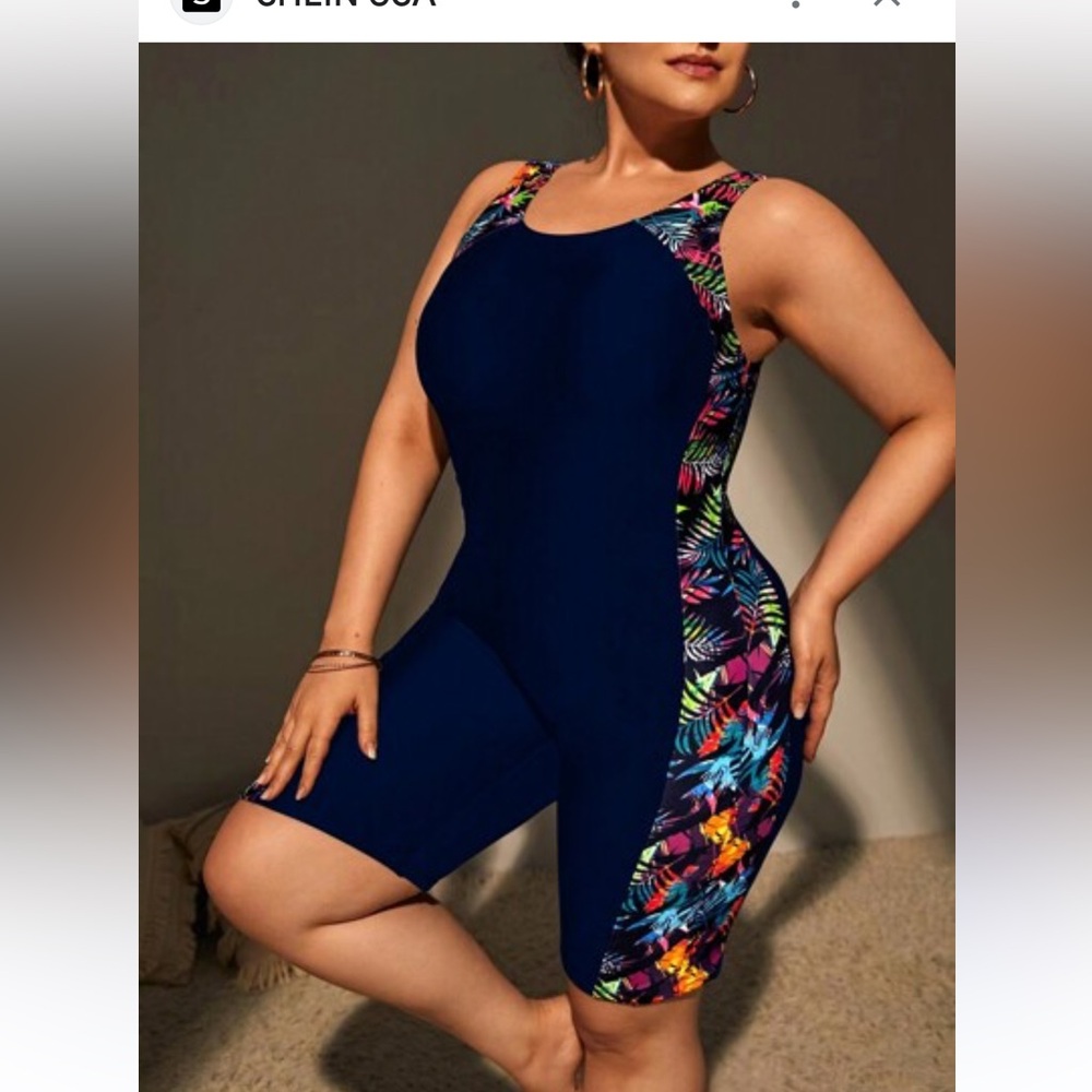 Tropical Navy One-Piece Swimsuit